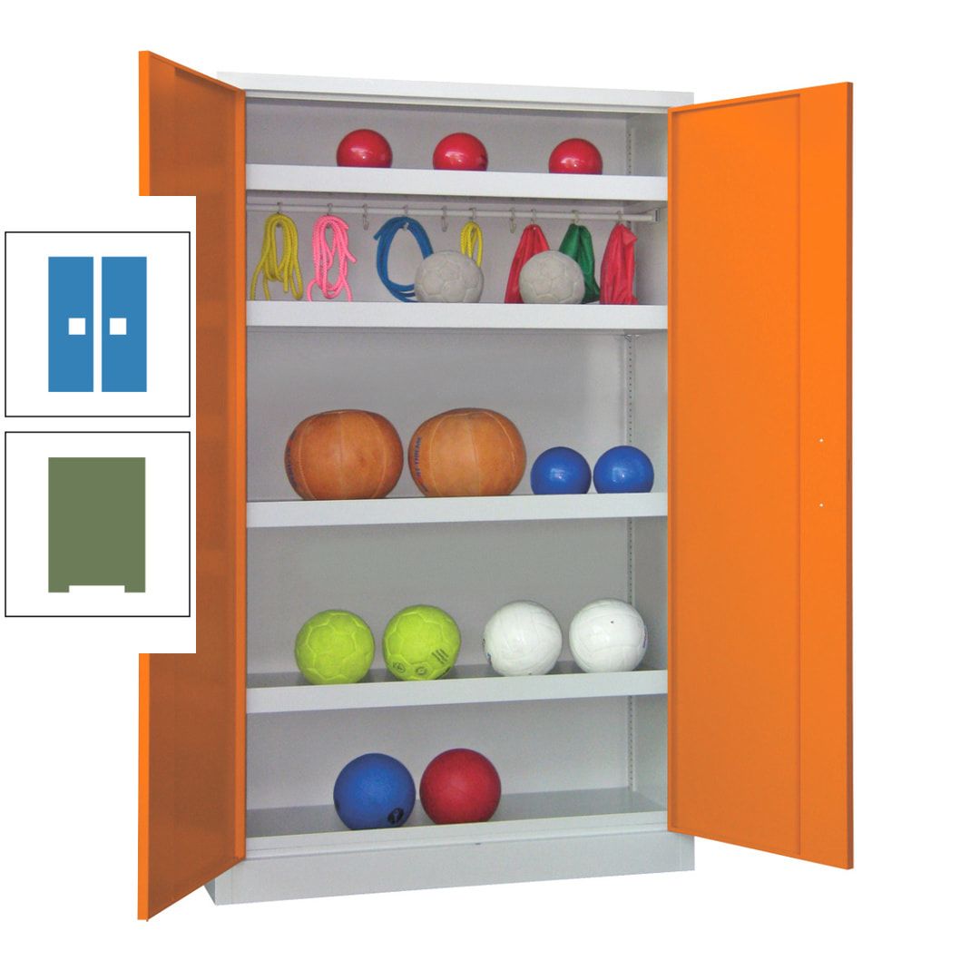 Ballschrank - Vollblechtüren - 4 Böden - 1 Hakenleiste - 1.950x1.200x500 mm (HxBxT) - anthrazitgrau