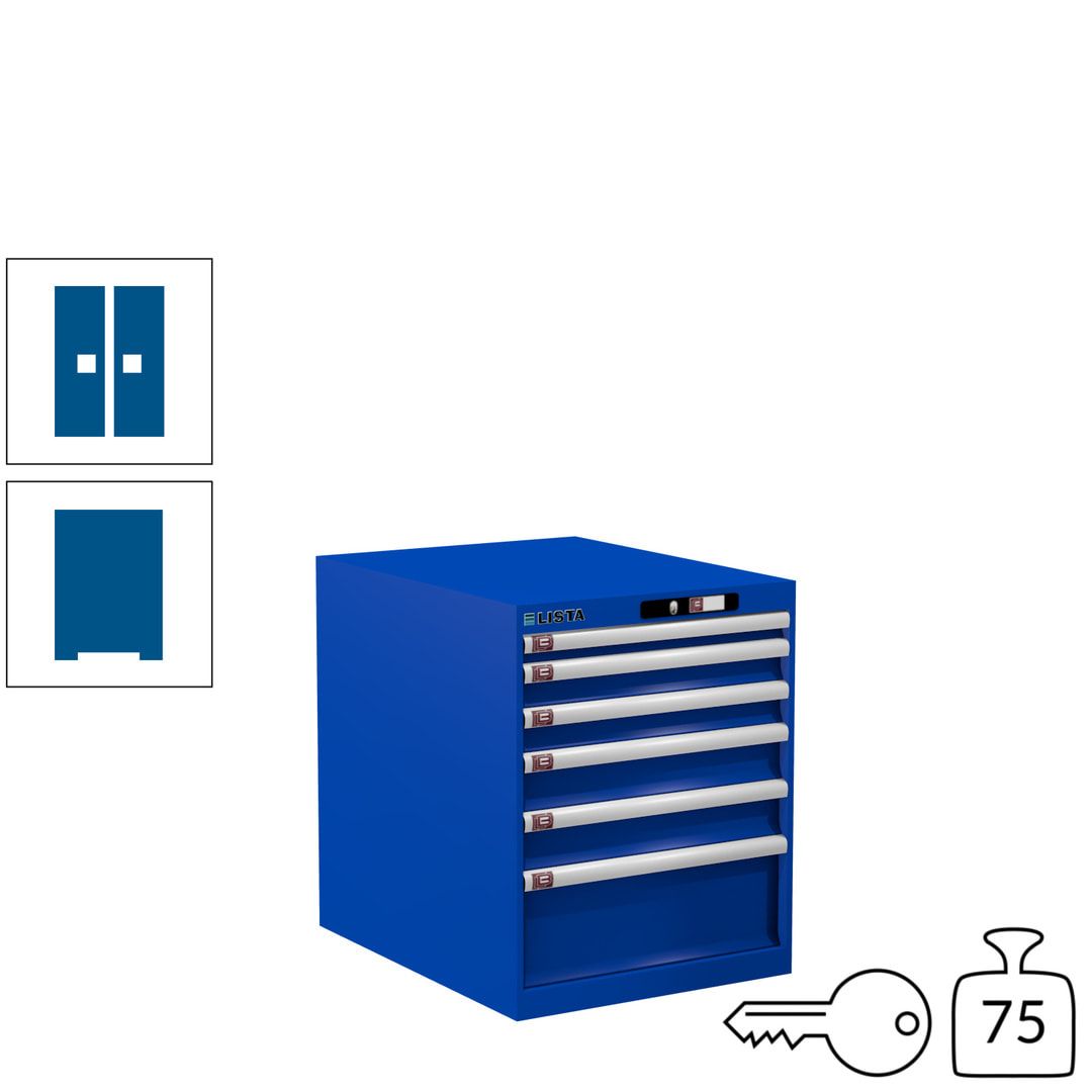 Lista Schubladenschrank - 14.352.010 - 700x564x725 mm (HxBxT) - 6 Schubladen - 75 kg - Key Lock - lichtblau (RAL 5012)