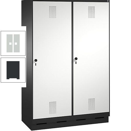 Doppel-Spind, Garderobenschrank, 2 Türen für 4 Abteile a 300 mm, Korpus anthrazitgrau, Türen anthrazitgrau, 1.800 x 1.200 x 500 mm (HxBxT)