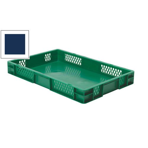 Eurobox - Eurokasten - Volumen 14,5 l - Boden geschlossen, Wände durchbrochen - 75 x 400 x 600 mm (HxBxT) - VE 2 Stk. - blau