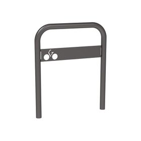 Gebogener Fahrradbügel, mit Beschilderung, Einbetonierung, Stahl, beschichtet, 850 x 700 mm (HxB), Farbe wählbar
