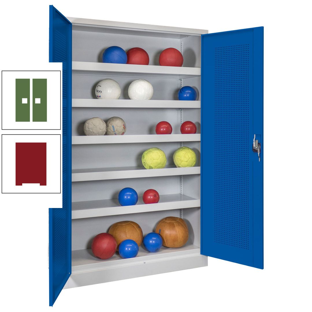 Ballschrank - Lochfeldtüren - 5 Böden - 1.950x1.200x500 mm (HxBxT) - anthrazitgrau