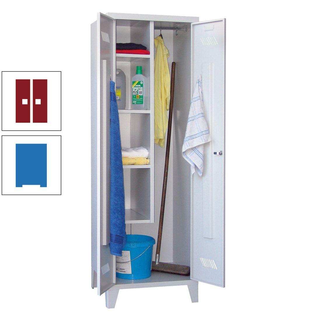 Putzschrank mit Füßen - 1 Abteil mit Trennwand - 1.850x600x500 mm (HxBxT) - Drehriegel - anthrazitgrau