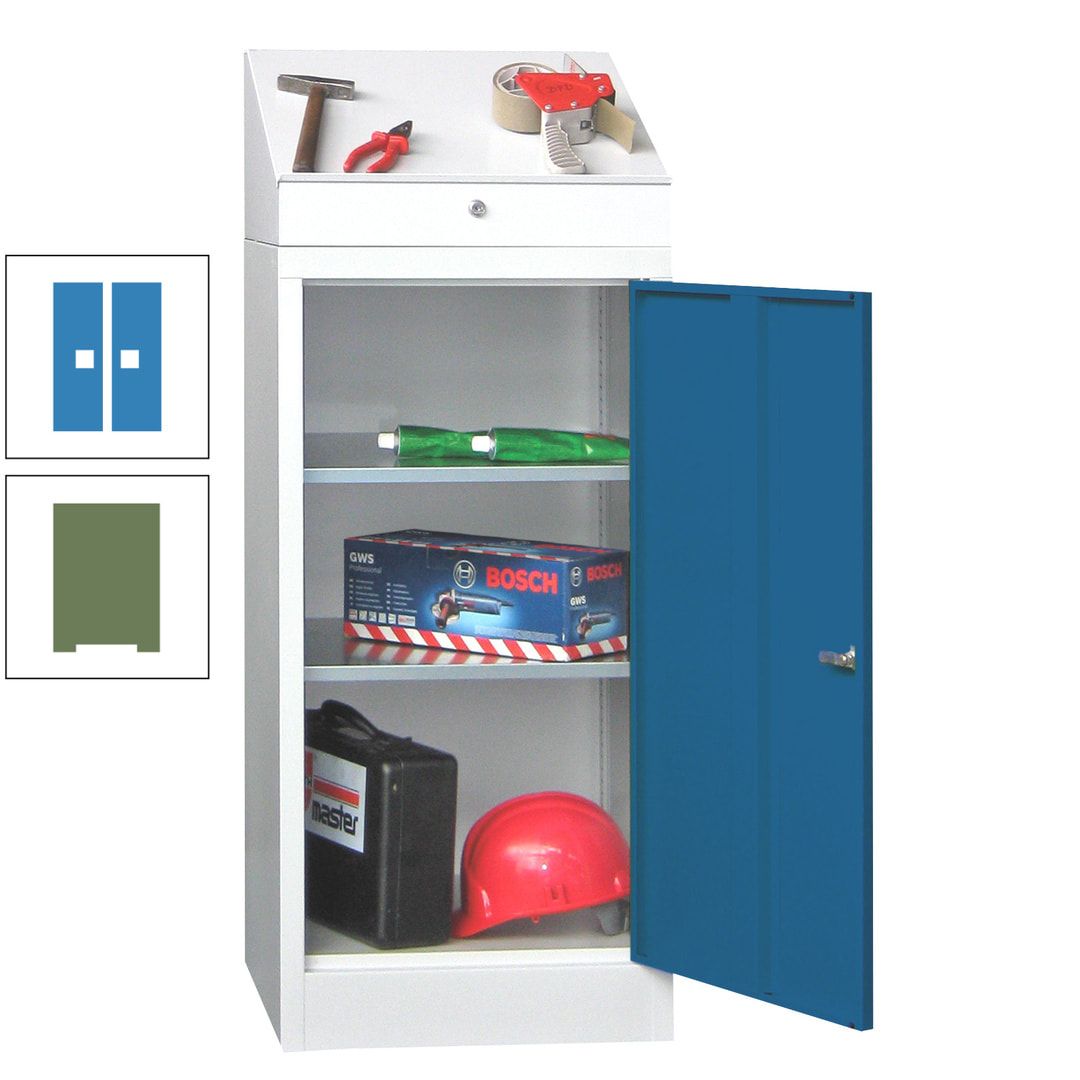 Stehpult mit Schrank - Vollblechtür - Zylinderschloss - 1.270x500x500 mm (HxBxT) - anthrazitgrau