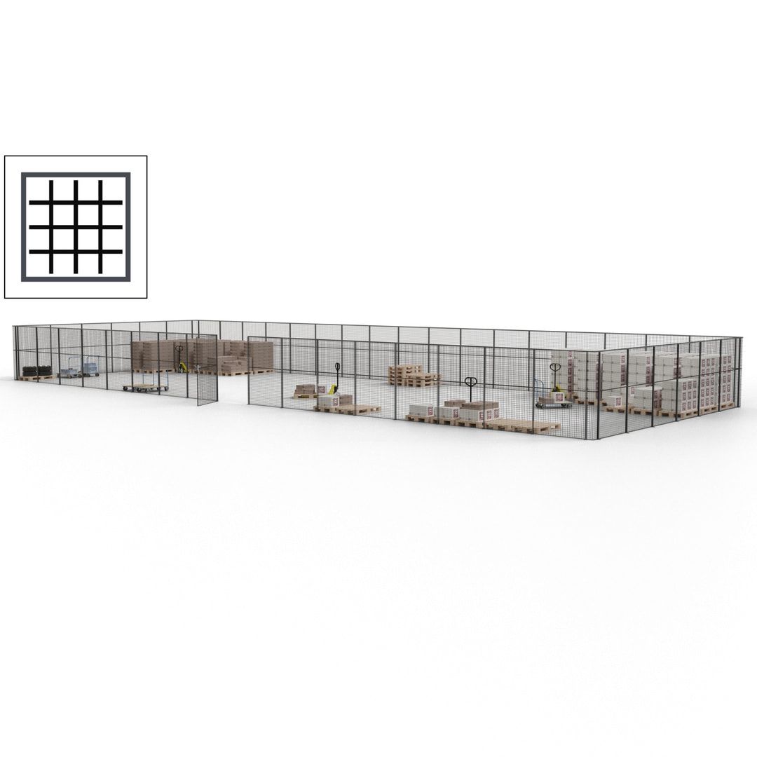 Maschinen Schutzgitter - Hallentrennwand - Sicherheitszaun - Tür - 69 m - 2.200 x 19.900 x 15.400 mm (HxBxT) - enzianblau