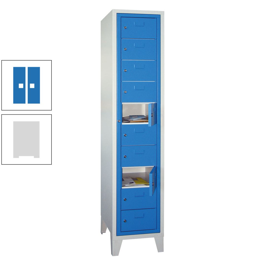 Schließfachschrank - Wäscheausgabeschrank - 10 Fächer a 315 mm - 1.850x400x500 mm (HxBxT) - Füße - Zylinderschloss - anthrazitgrau