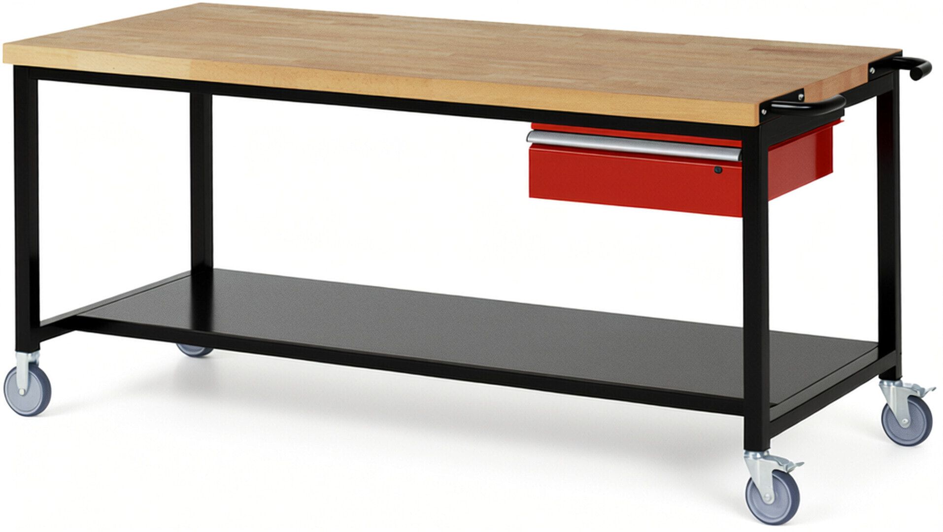 Mobile Werkbank mit Ablageboden - 1 Schublade - 150:1 - höhenverstellbar 880-1.080 mm - 2.000 x 900 mm (BxT) - 450 kg - Anthrazitgrau