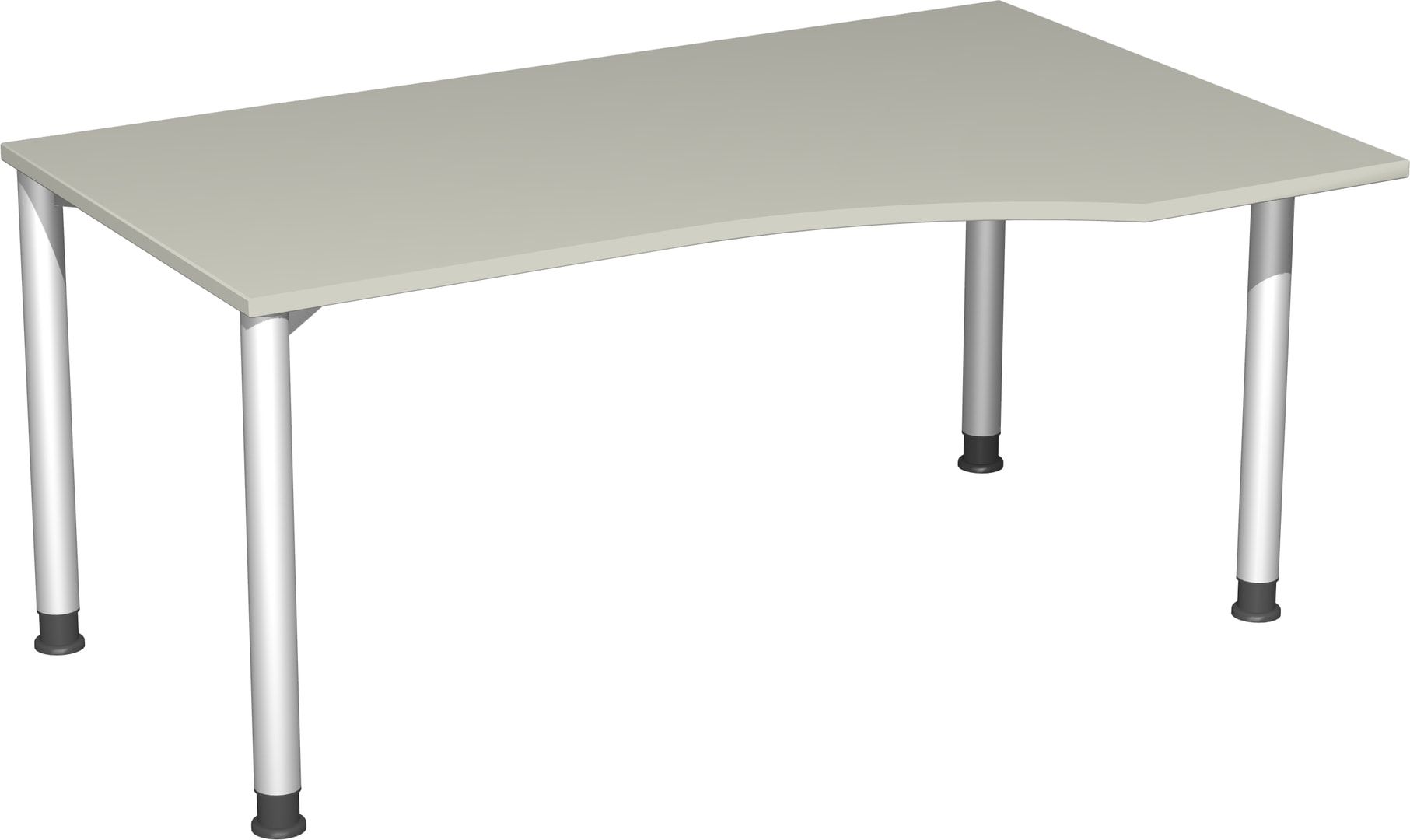 Eckschreibtisch mit einseitig verkürzten Füßen, 4-Fuß Flex, Ecke rechts, Höhe 680-800 mm, 1.600 x 1.000 mm (BxT), Gestell anthrazit, Ahorn