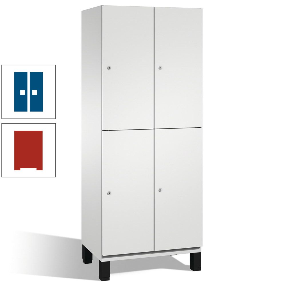 Fächerschrank, Stahlschrank, doppelstöckig, 4 Fächer, Füße, Korpus anthrazitgrau, Tür anthrazitgrau, 1.980 x 600 x 525 mm (HxBxT)