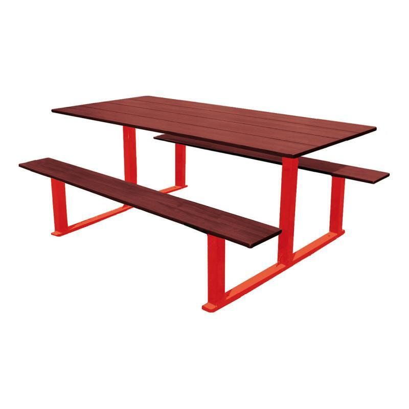 Picknicktisch - Sitzgarnitur - stationär - Holz mit Mahagoni-Optik - 750 x 1.500 x 1.300 mm (HxBxT) - Farbe enzianblau