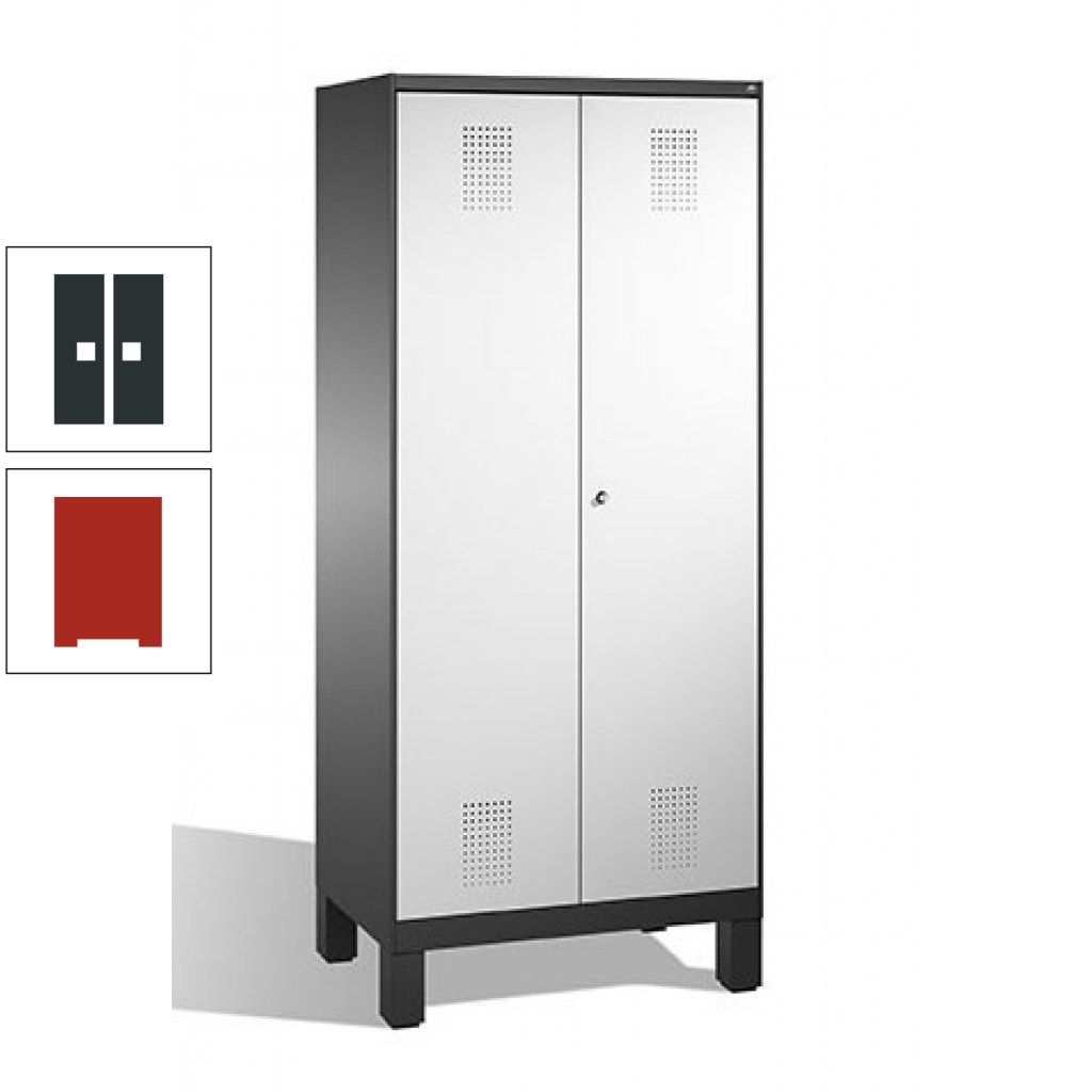 Mehrzweckschrank, Doppeltüren, auf Füßen, 2 Abteile a 400 mm, Korpus anthrazitgrau, Tür anthrazitgrau, 1.850 x 800 x 500 mm (HxBxT)