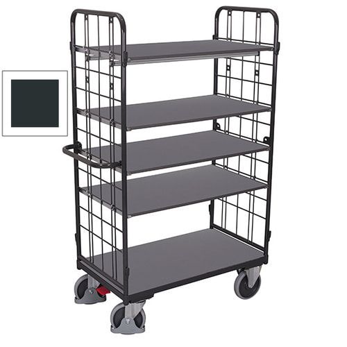 Etagenwagen - 2 Gitterwände - 5 Etagen - Ladefläche 500 x 850 mm (BxT) - Traglast 400 kg - anthrazitgrau