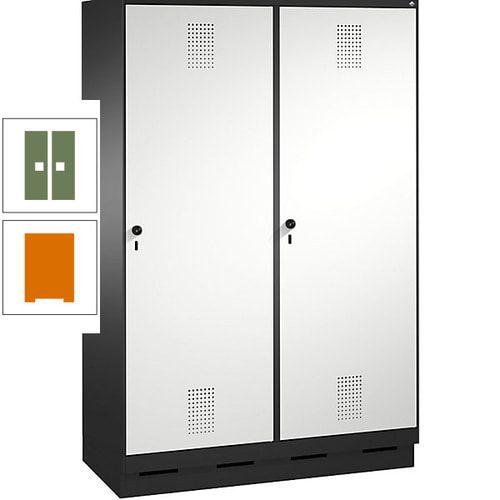 Doppel-Spind, Garderobenschrank, 2 Türen für 4 Abteile a 300 mm, Korpus anthrazitgrau, Türen anthrazitgrau, 1.800 x 1.200 x 500 mm (HxBxT)