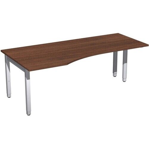 Eckschreibtisch, Ecke links, Füße einseitig verkürzt, 4-Fuß Quadrat Pro, höhenverstellbar, 680-800 x 1.600x 1.000 mm (HxBxT), Dekor Ahorn