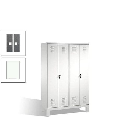 Doppel-Spind, Doppeltüren, Garderobenschrank mit Füßen, 4 Abteile a 300 mm, Korpus anthrazitgrau, Tür anthrazitgrau, 1.850 x 1.200 x 500 mm (HxBxT)