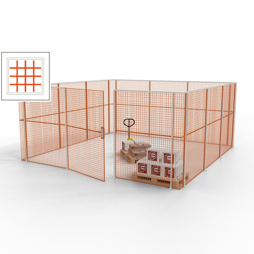 Maschinen Schutzgitter - Hallentrennwand - Sicherheitszaun - Tür - 18 m - 2.200 x 4.900 x 4.900 mm (HxBxT) - enzianblau