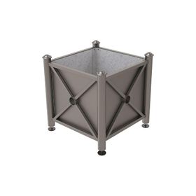 Pflanzbehälter, Stahlblech feuerverzinkt, verstellbare Füße, Innenfach wählbar, Kopf wählbar, 750 x 800 x 800 mm (HxBxT), Farbe wählbar