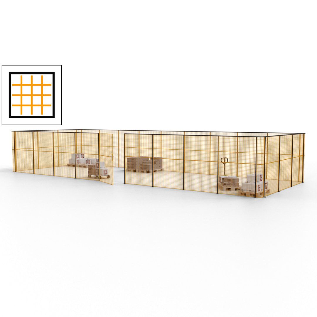 Maschinen Schutzgitter - Hallentrennwand - Sicherheitszaun - Tür - 36 m - 2.200 x 13.900 x 4.900 mm (HxBxT) - enzianblau