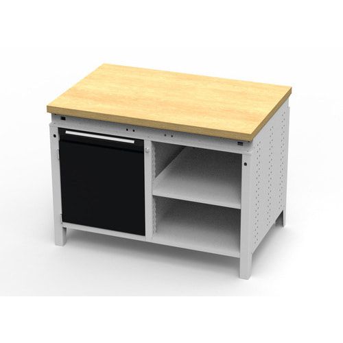 OTTOKIND Werkbank - bündige Arbeitsplatte - 850 x 1.150 x 750 mm (HxBxT) - Schrank - 2 Ablageböden - lichtgrau