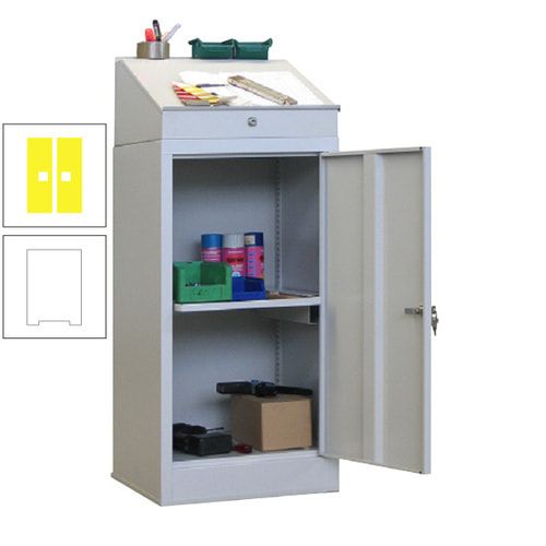 Stehpult mit Schrank - Vollblechtür - Zylinderschloss - 1 Ausziehboden - 1.270x500x500 mm (HxBxT) - anthrazitgrau