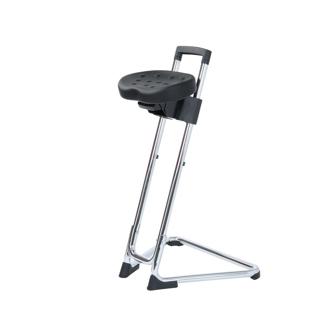 Ergonomische Stehhilfe - höhenverstellbar 60 bis 85 cm - Sitz Kunstleder, atollblau - Gestell schwarz