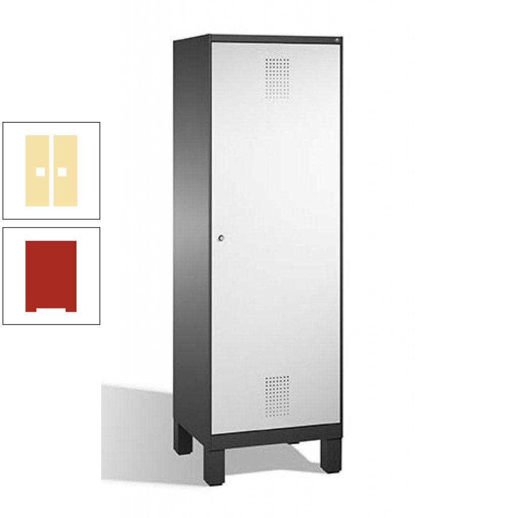 Doppel-Spind, Garderobenschrank, 1 Tür für 2 Abteile a 300 mm, Korpus anthrazitgrau, Türen anthrazitgrau, 1.850 x 600 x 500 mm (HxBxT)