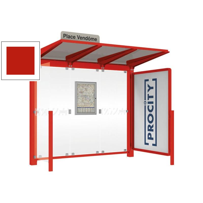 Buswartehalle - Unterstand - Fahrplankasten - Haltestellenschild - Seitenwand - Schaukasten- 2.390 x 2.500 x 1.500 mm (HxBxT) - enzianblau