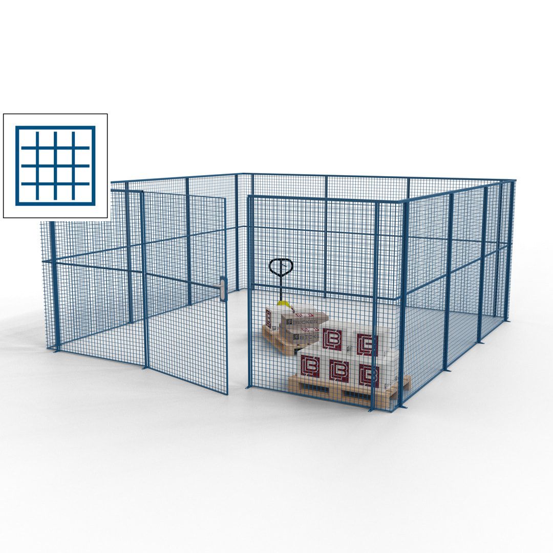 Maschinen Schutzgitter - Hallentrennwand - Sicherheitszaun - Tür - 18 m - 2.200 x 4.900 x 4.900 mm (HxBxT) - enzianblau