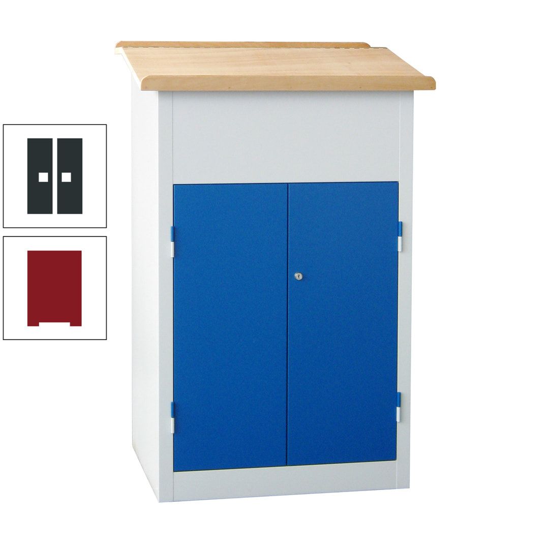 Stehpult mit Schrank - Vollblechtür - Zylinderschloss - 2 Böden - 1.200 x 700 x 600 mm (HxBxT) - anthrazitgrau