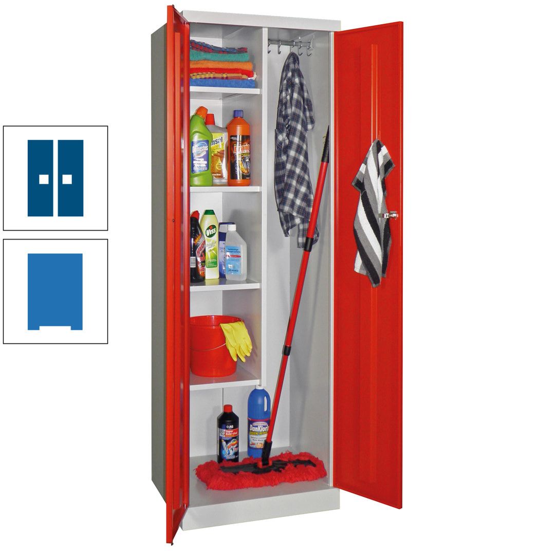 Putzschrank mit Sockel - 1 Abteil mit Trennwand - 1.800x600x500 mm (HxBxT) - Zylinderschloss - anthrazitgrau