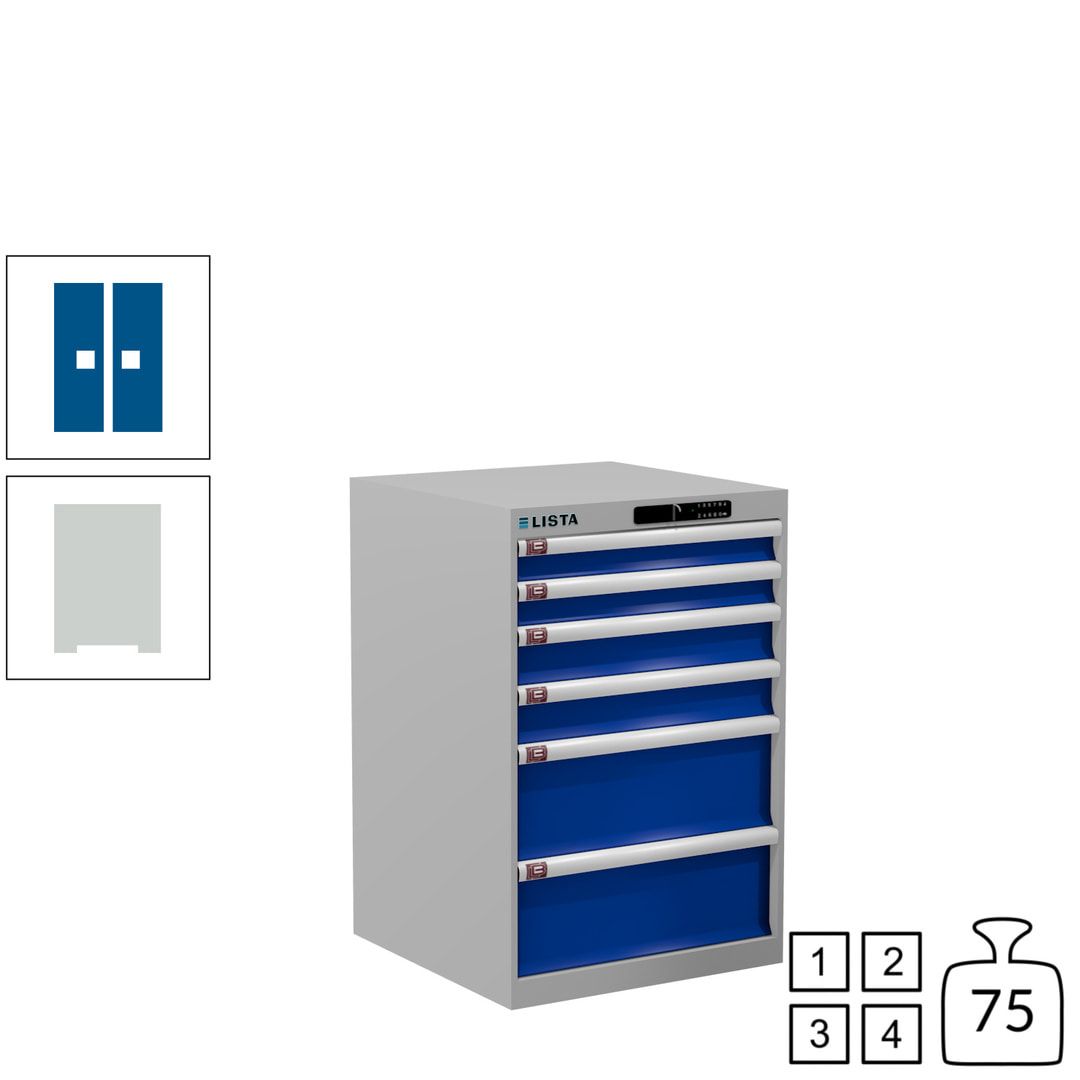 Lista Schubladenschrank - 14.258.010 - 850x564x572 mm (HxBxT) - 6 Schubladen - 75 kg - Key Lock - lichtblau (RAL 5012)
