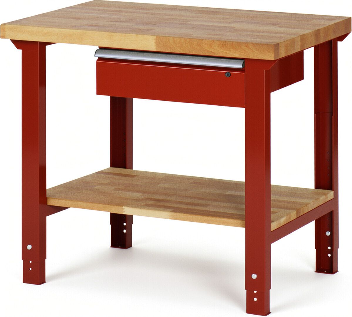 Werkbank mit Ablage - 1 Schublade - 150:1 - höhenverstellbar 790 - 1.140 mm - 1.000 x 700 mm (BxT) - 750 kg - Buche - Anthrazitgrau