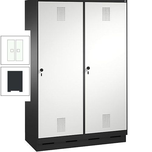 Doppel-Spind, Garderobenschrank, 2 Türen für 4 Abteile a 300 mm, Korpus anthrazitgrau, Türen anthrazitgrau, 1.800 x 1.200 x 500 mm (HxBxT)