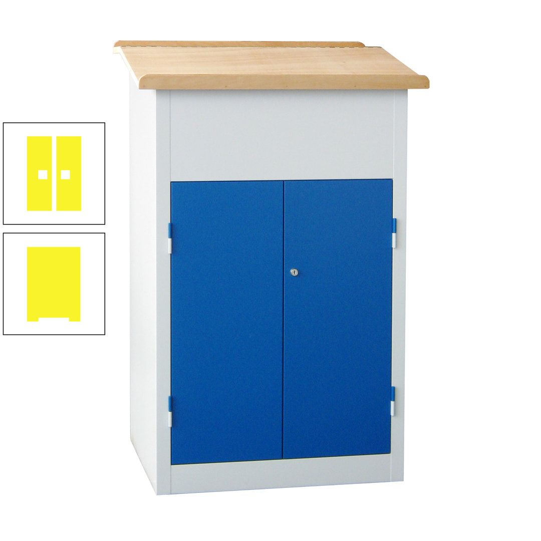 Stehpult mit Schrank - Vollblechtür - Zylinderschloss - 2 Böden - 1.200 x 700 x 600 mm (HxBxT) - anthrazitgrau