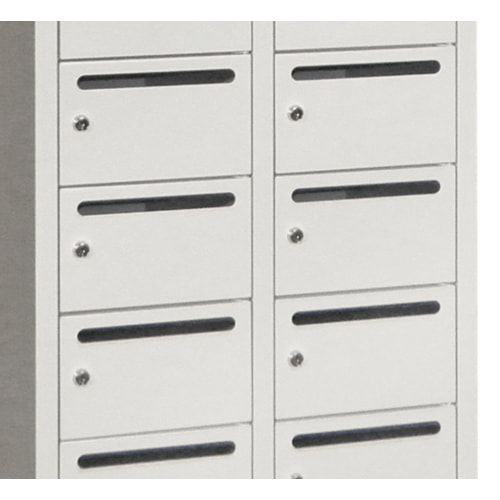 Postverteilerschrank, Schließfachschrank, 2 Abteile a 300 mm, 20 Fächer, 1.850 x 600 x 500 mm (HxBxT), Korpus anthrazitgrau, Front anthrazitgrau