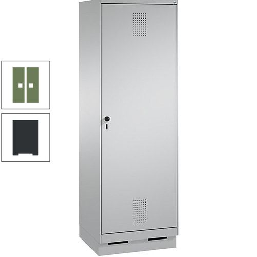 Doppel-Spind, Garderobenschrank, 1 Tür für 2 Abteile a 300 mm, Korpus anthrazitgrau, Türen anthrazitgrau, 1.800 x 600 x 500 mm (HxBxT)