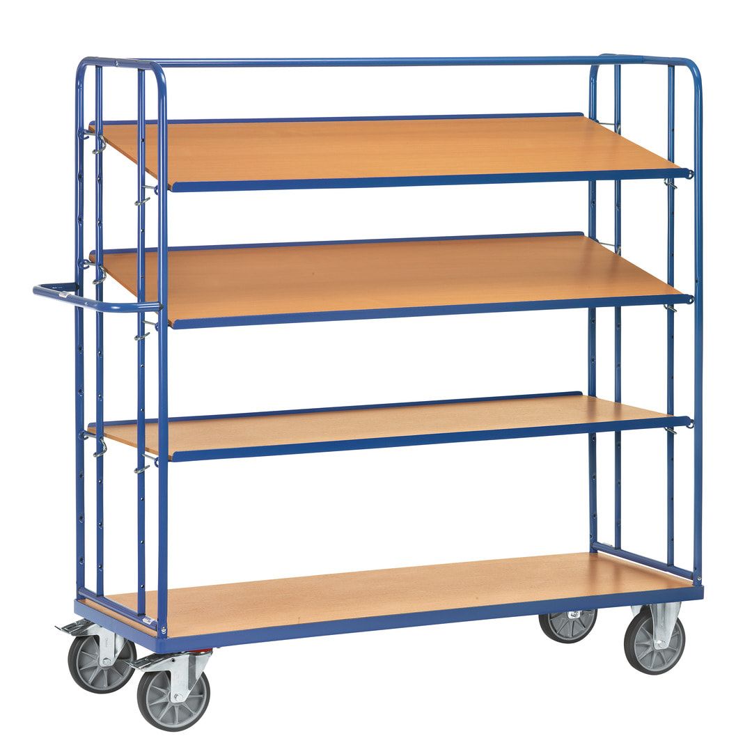 Fetra - Etagenwagen m. Schrägböden - Tragkraft 500 kg - 1.800 x 1.430 x 620 mm (HxBxT) - 4 Böden