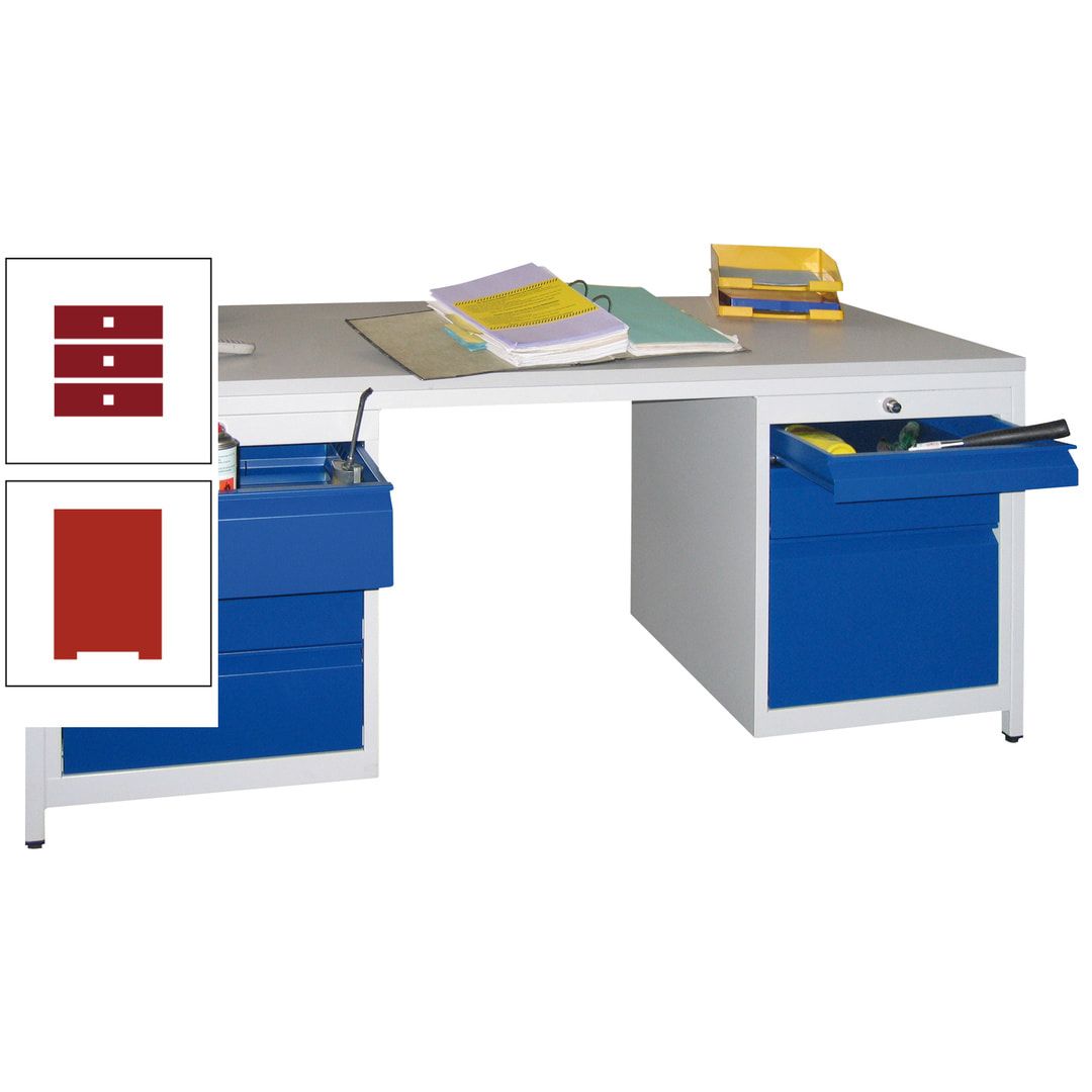 Meisterschreibtisch - 6 Schubladen, 75 / 125 / 150 / 175 / 300 mm - 720 x 1.700 x 800 mm (HxBxT) - anthrazitgrau