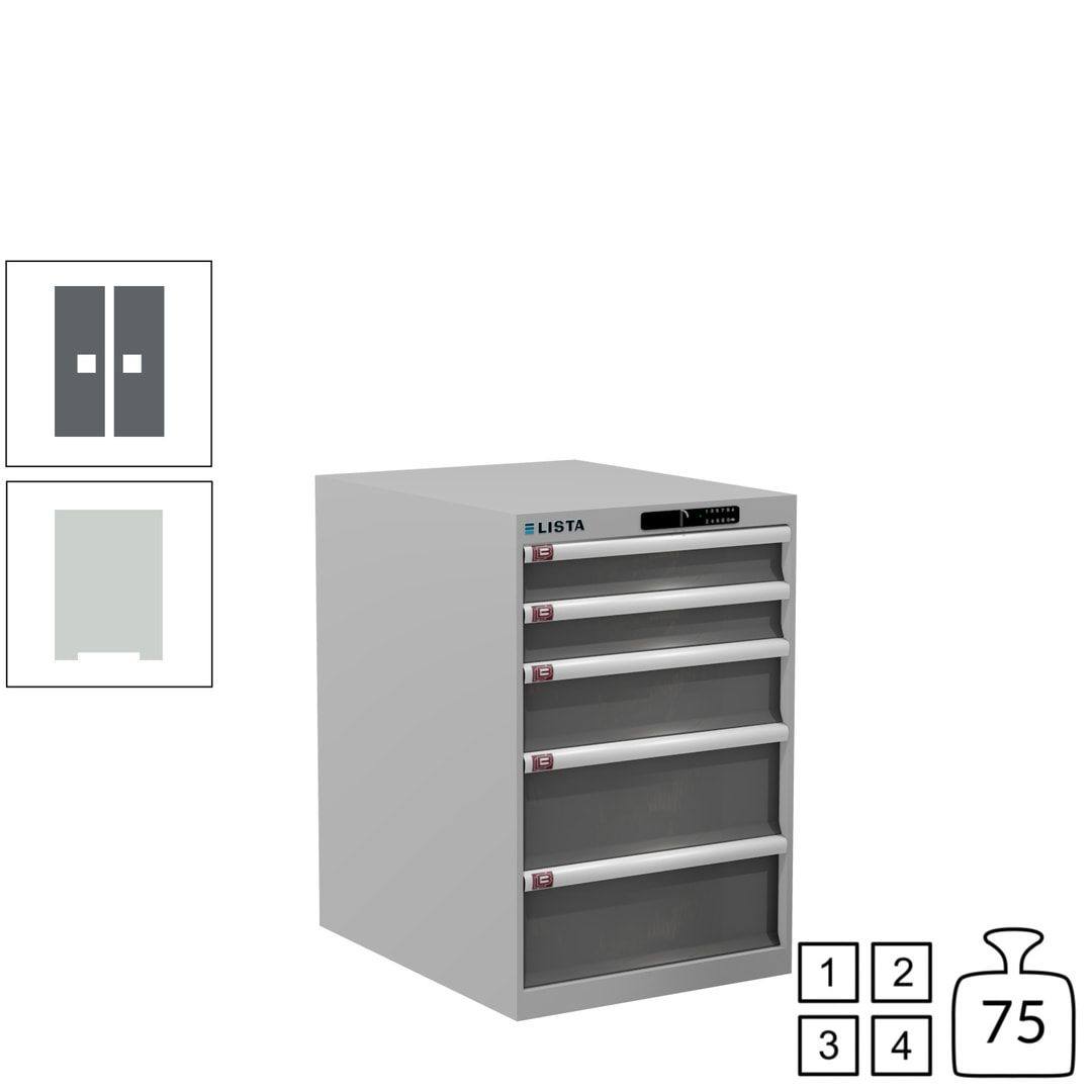 Lista Schubladenschrank - 14.399.010 - 850x564x725 mm (HxBxT) - 5 Schubladen - 75 kg - Key Lock - lichtblau (RAL 5012)