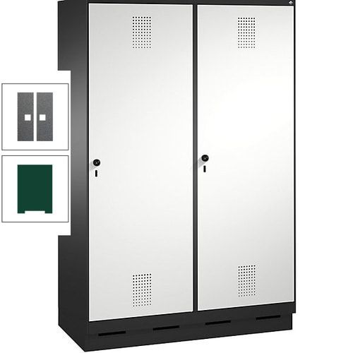 Doppel-Spind, Garderobenschrank, 2 Türen für 4 Abteile a 300 mm, Korpus anthrazitgrau, Türen anthrazitgrau, 1.800 x 1.200 x 500 mm (HxBxT)