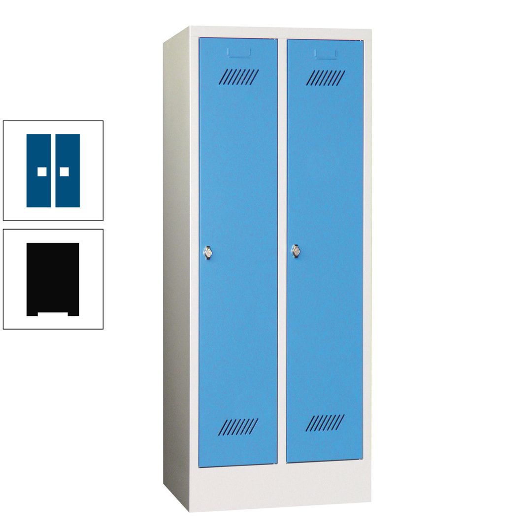 Spindschrank f. Schulen - mit Sockel - Höhe 1.600 mm - 2 Abteile a 300 mm - Drehriegel - anthrazitgrau