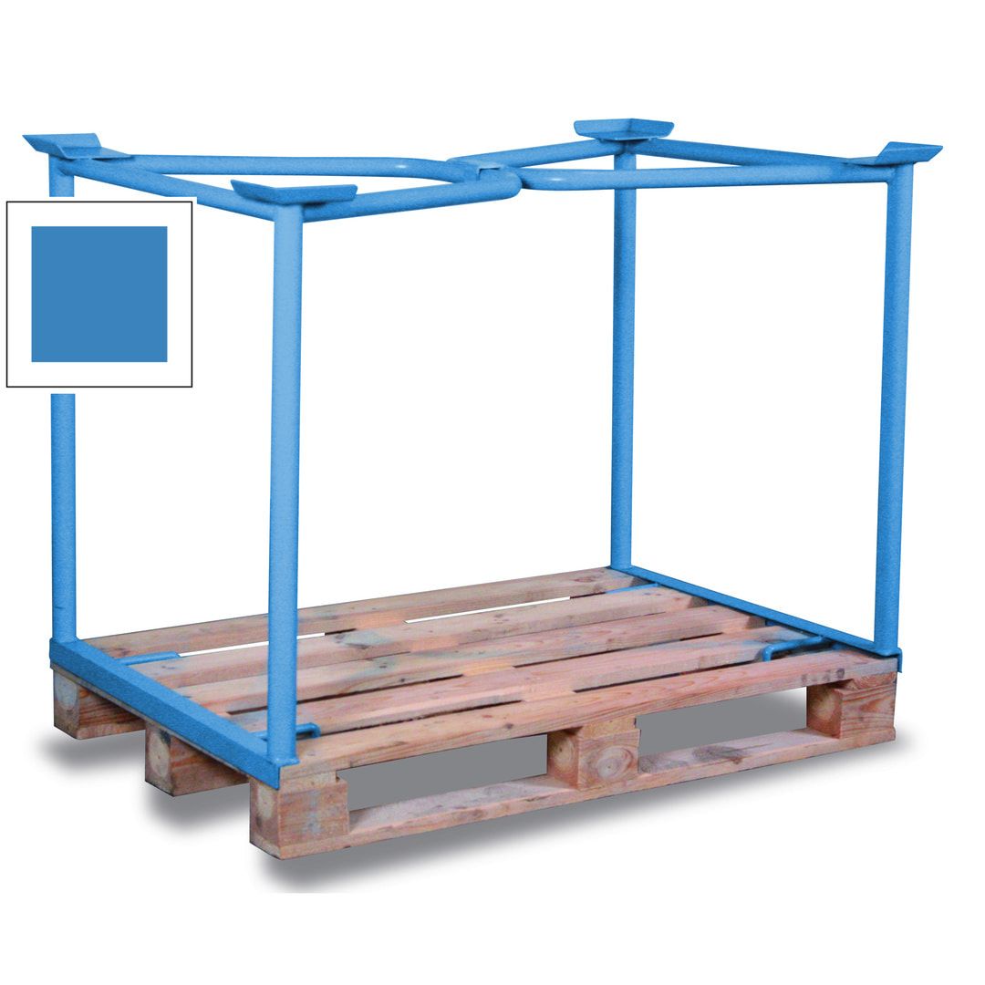 Palettenaufsatzrahmen für Europalette - Seiten offen - Höhe 1.000 mm - 3-fach stapelbar - 1.500 kg - lichtblau