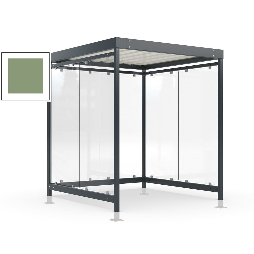 Raucherunterstand, Bushaltestelle, Bausatz, mit Überpflasterung, 6-7 Personen, 6 Wände, 2.440 x 2.165 x 2.165 mm (HxBxT), Achatgrau