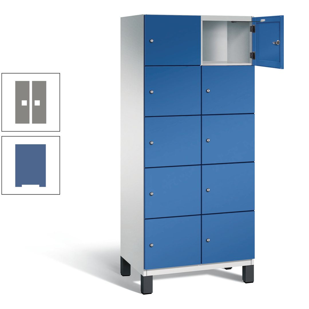 Fächerschrank, Stahlschrank, 10 Fächer, Türöffnungsbegrenzer, Füße, 1.980 x 800 x 525 mm (HxBxT), Korpus anthrazitgrau, Front anthrazitgrau