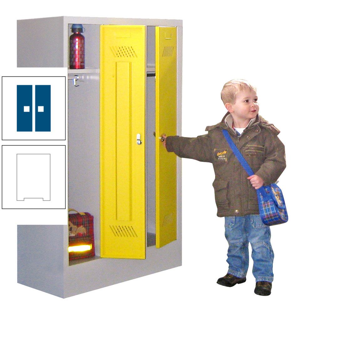 Spindschrank f. Kindergärten - mit Sockel - Höhe 1.300 mm - 2 Abteile a 250 mm - Drehriegel - anthrazitgrau