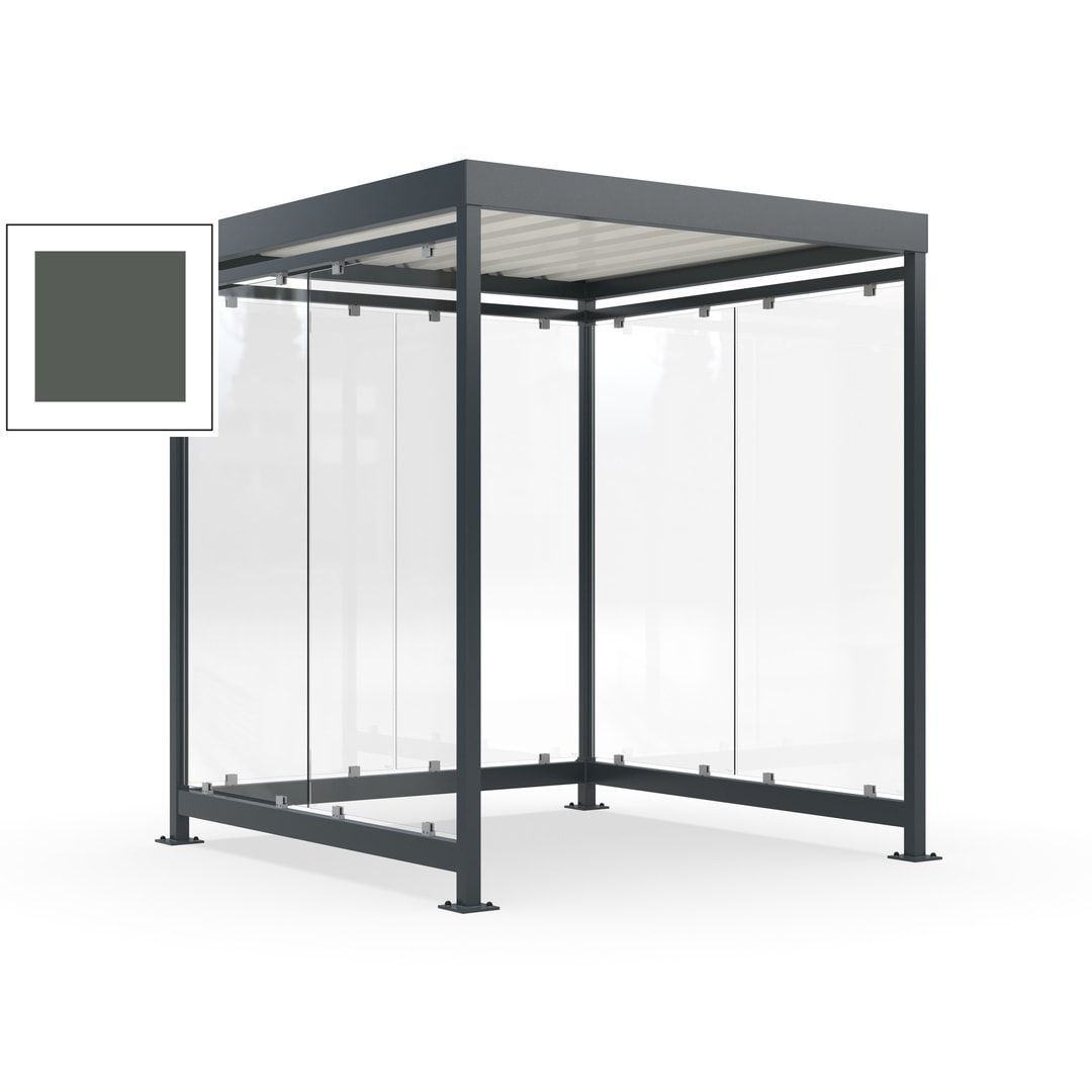 Raucherunterstand, Bushaltestelle, 6-7 Personen, 6 Wände, 2.510 x 2.165 x 2.165 mm (HxBxT), Achatgrau