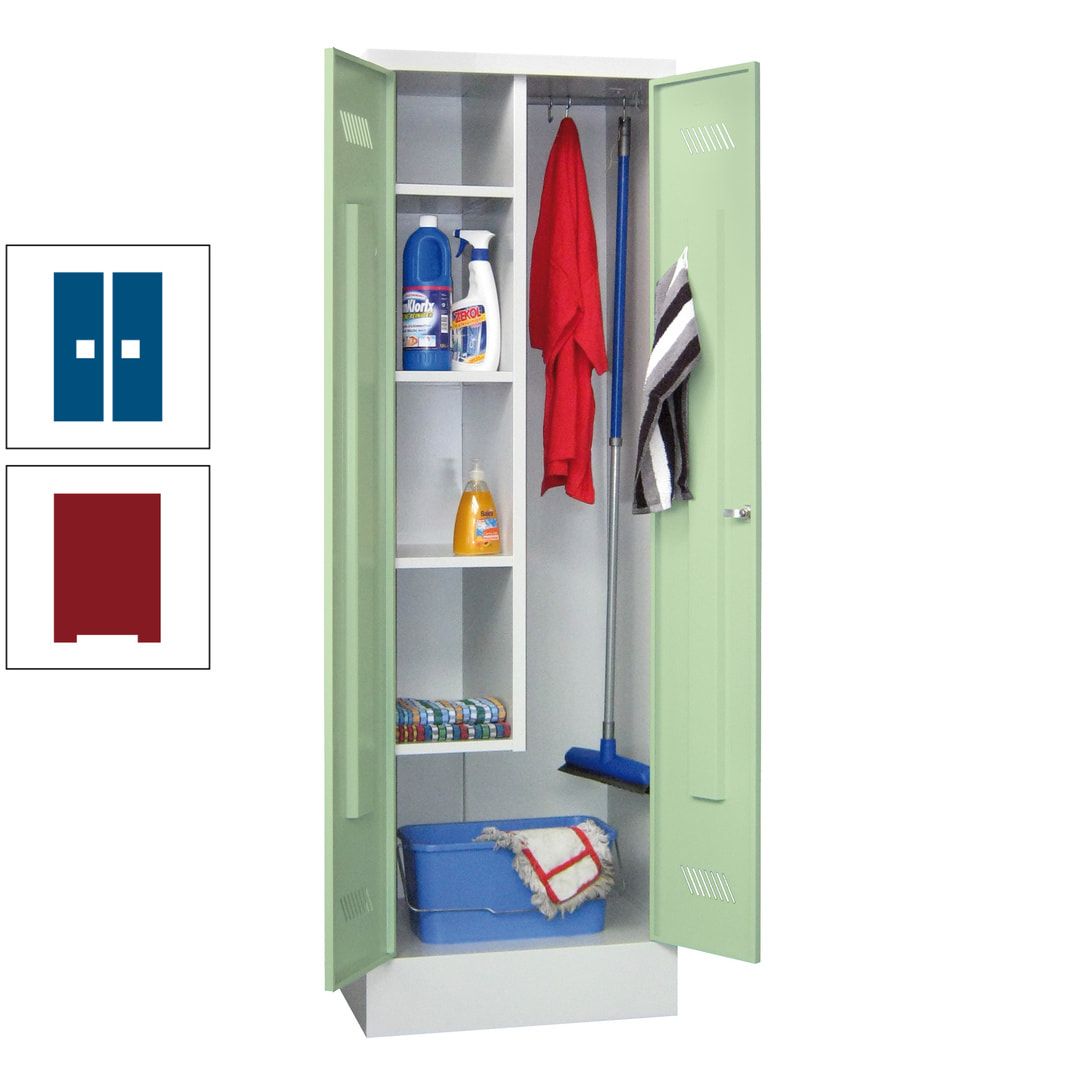 Putzschrank mit Sockel - 1 Abteil mit Trennwand - 1.850x600x500 mm (HxBxT) - Drehriegel - anthrazitgrau