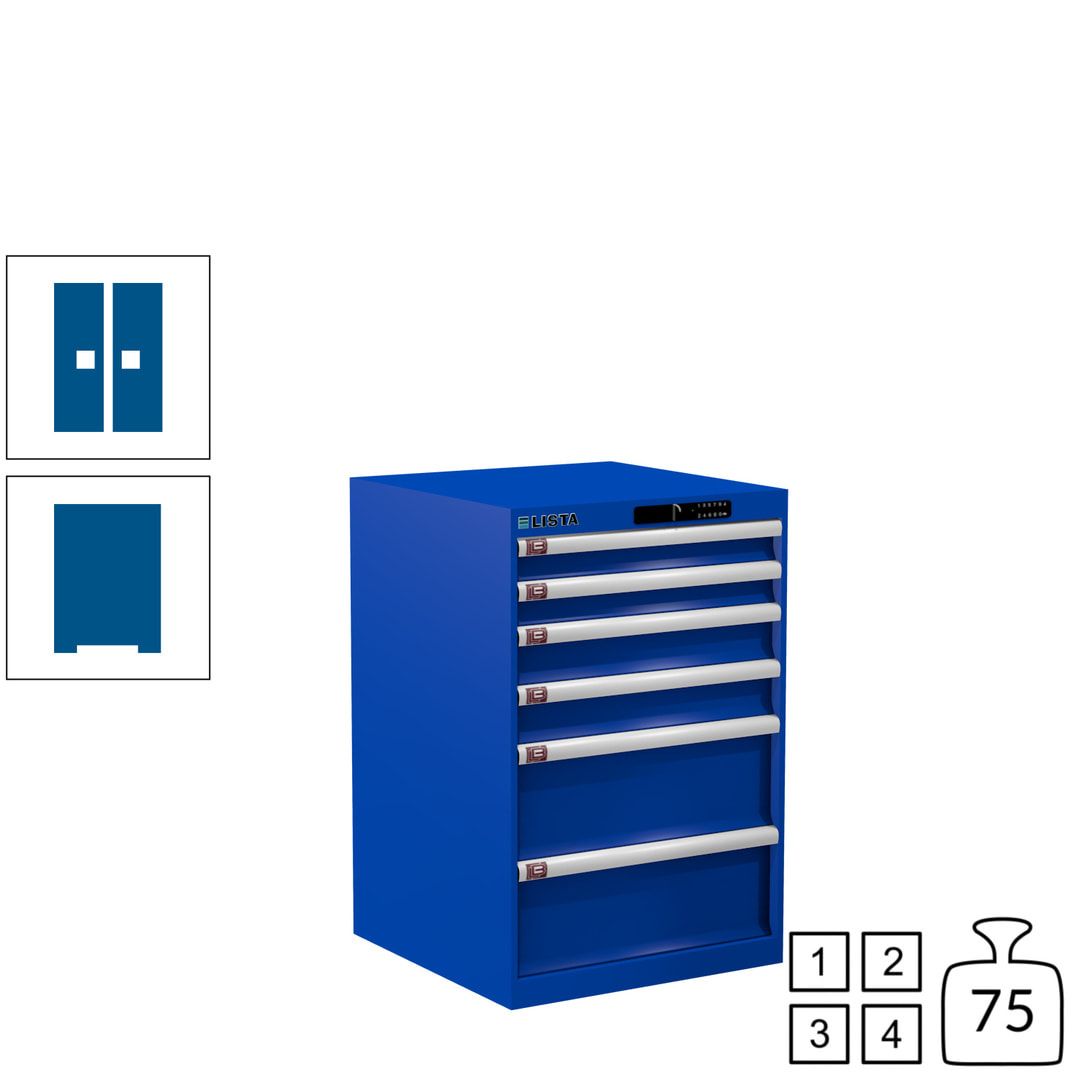 Lista Schubladenschrank - 14.258.010 - 850x564x572 mm (HxBxT) - 6 Schubladen - 75 kg - Key Lock - lichtblau (RAL 5012)