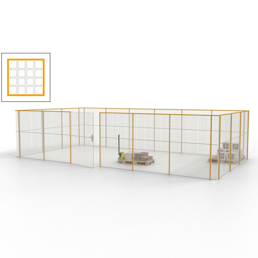 Maschinen Schutzgitter - Hallentrennwand - Sicherheitszaun - Tür - 27 m - 2.200 x 9.400 x 4.900 mm (HxBxT) - enzianblau