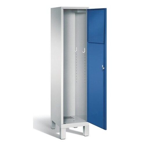 Wäschesammelschrank, Wäscheschrank, Stahlschrank, mit Füßen, Pendelklappe, Korpus Pastellgelb, Tür anthrazitgrau, 1.850 x 420 x 500 mm (HxBxT)